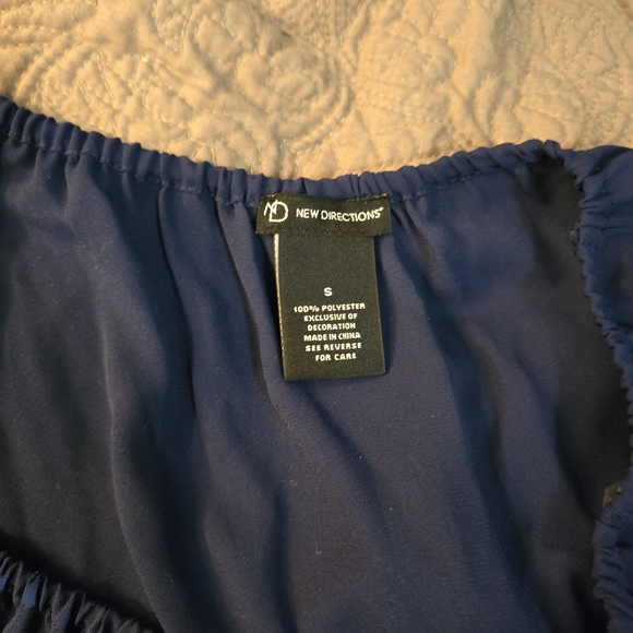 New Directions Navy Blue Off-Shoulder Blouse - Picture 3 of 3